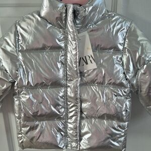 Zara Kids Silver Puffer Jacket